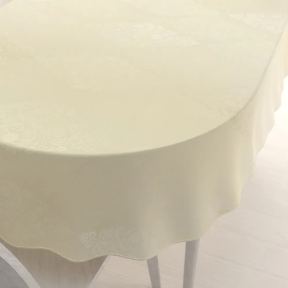 Biante Teflónový oválny obrus TF-104 Svetlo vanilkový zámocký vzor 140x200 cm