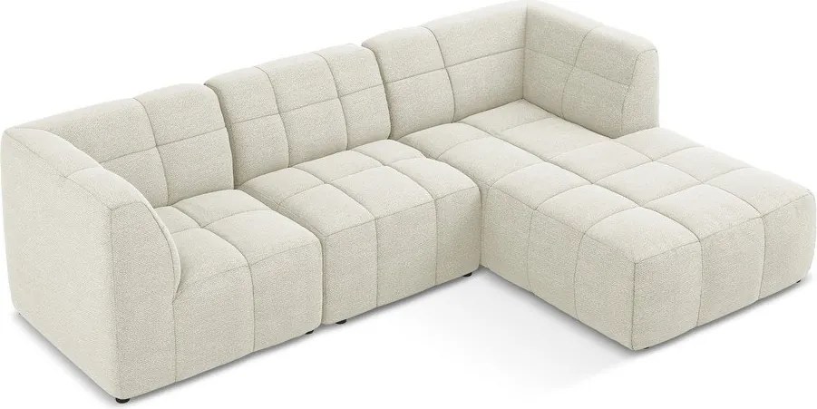 Béžová rohová pohovka z textílie buklé (pravý roh/s leňoškou) Aloha – Makamii