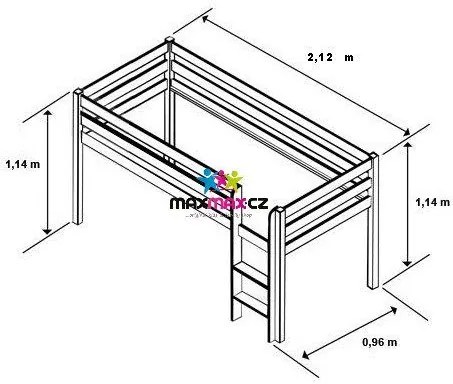 Detská vyvýšená posteľ DOMČEK zelenooranžovom - BIELA
