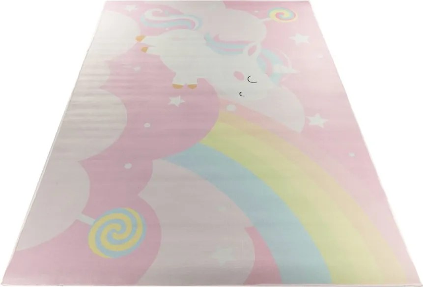 Detský koberec KIDS-294 Crystal Print ružový so zvieracím vzorom Rozmer: 160x230 cm