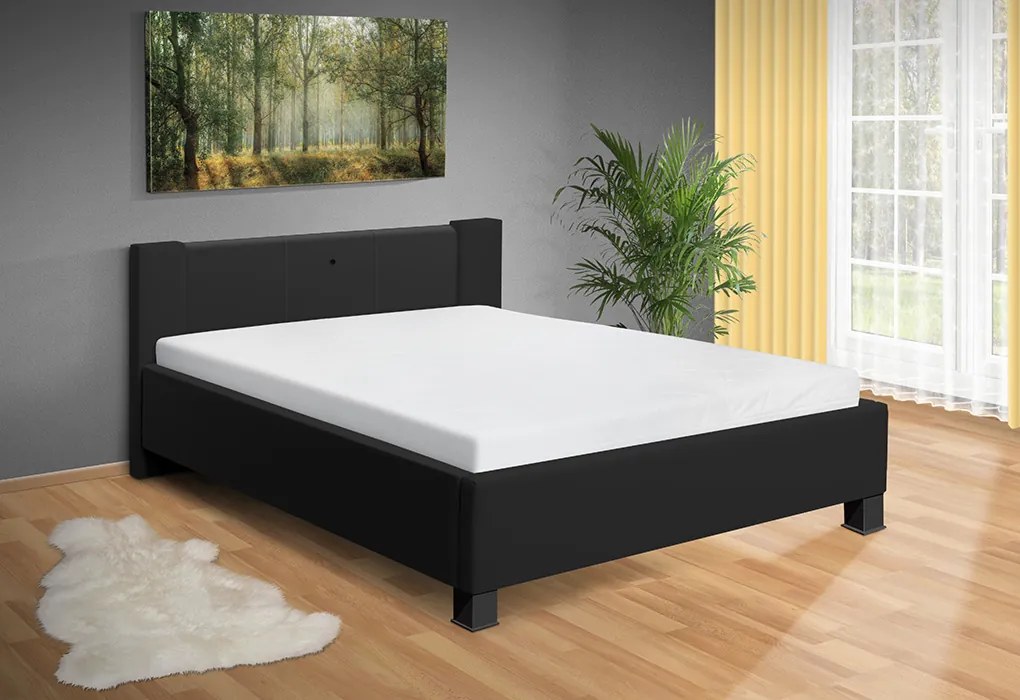 Nabytekmorava Moderná posteľ Luna 140x200 cm matrac: bez matrace, farebné čalúnenie: eko koža biela, úložný priestor: s úložným priestorom