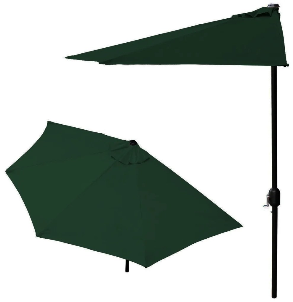 Polkruhový záhradný slnečník Liver 270 cm zelený