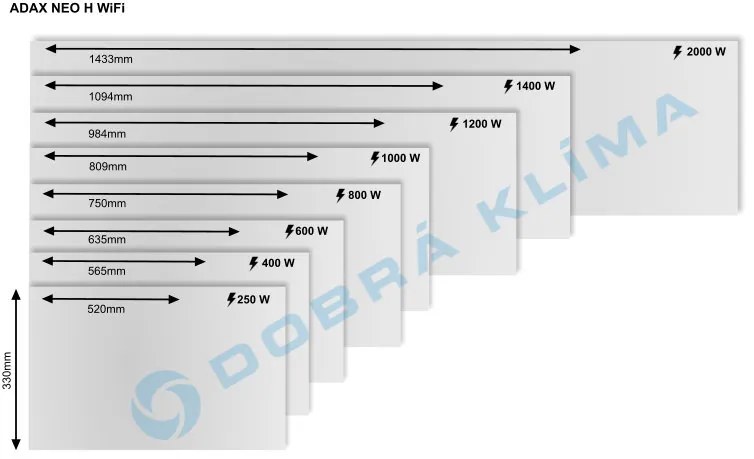 ADAX NEO H10 KWT 1000W biely elektrický konvektor s WiFi