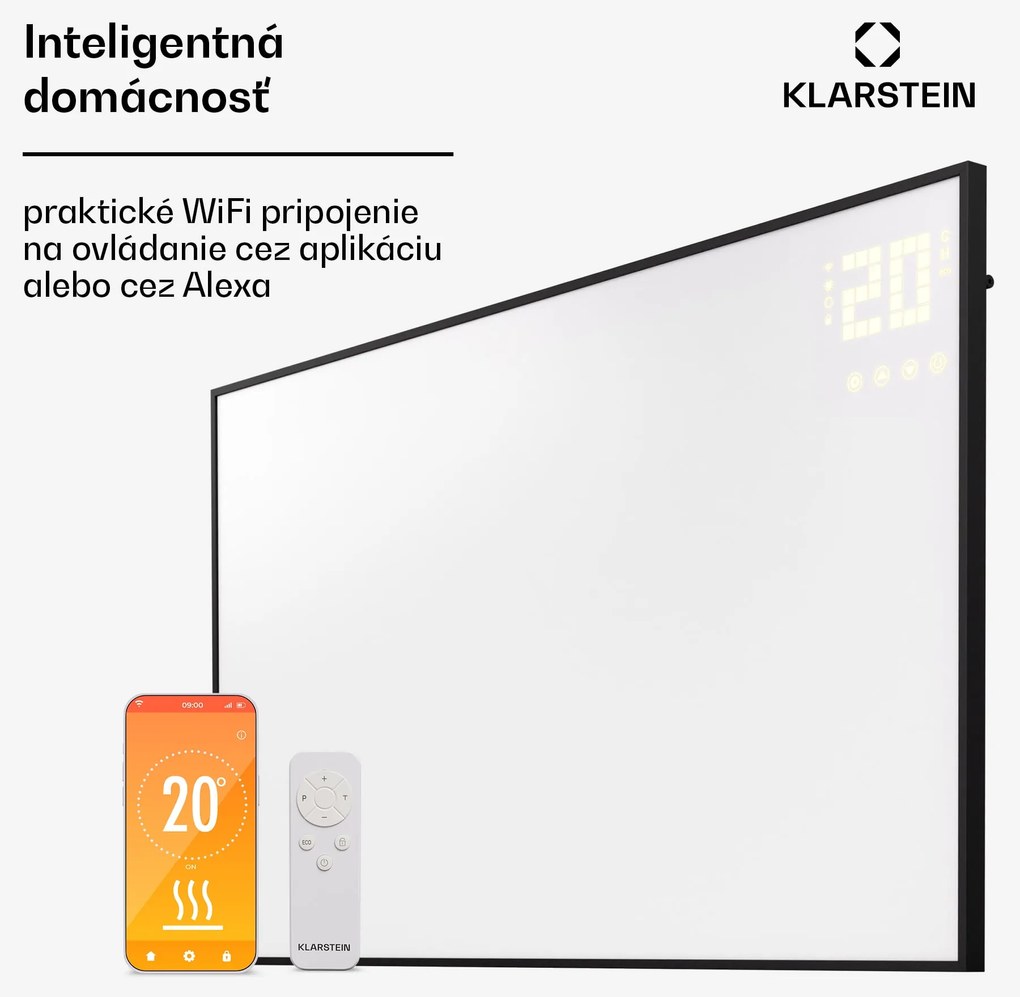 Klarstein Wonderwall Smart Bornholm, Infražiarič, 100 x 60 cm, 600 W, aplikácia