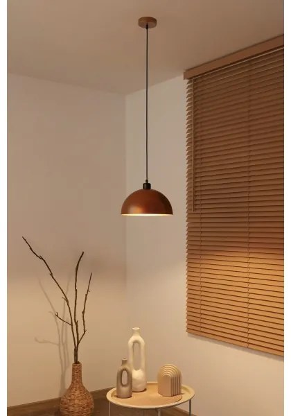 Duolla - Závesné svietidlo na lanku IRONLINE 1xE27/15W/230V pr. 27 cm medená/čierna