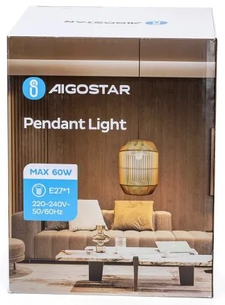 Aigostar - Luster na lanku 1xE27/60W/230V béžová