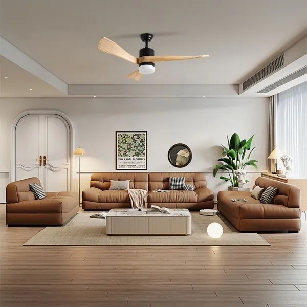 ZEVENTI - LED Stropný ventilátor NATURITO LED/18W/230V Wi-Fi Tuya čierny/dub + diaľkové ovládanie