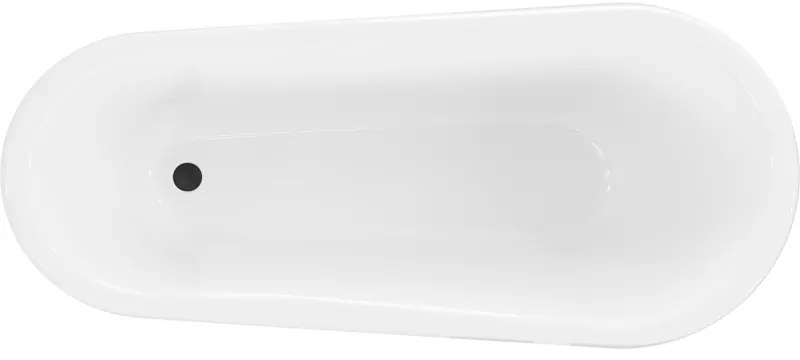 Mexen Retro, voľne stojaca vaňa 170 x 75 cm, biela-čierna, čierne nohy, 53251707575-70