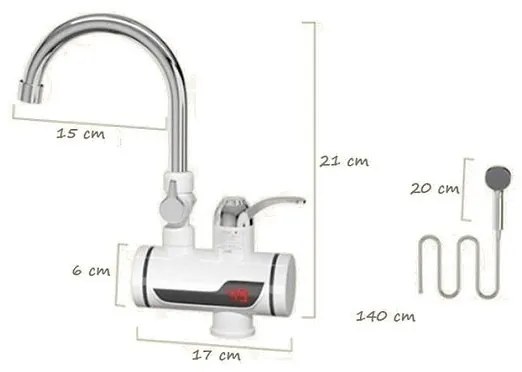 Vekr 1171 LCD prietoková batéria s elektrickým ohrevom vody a sprchou