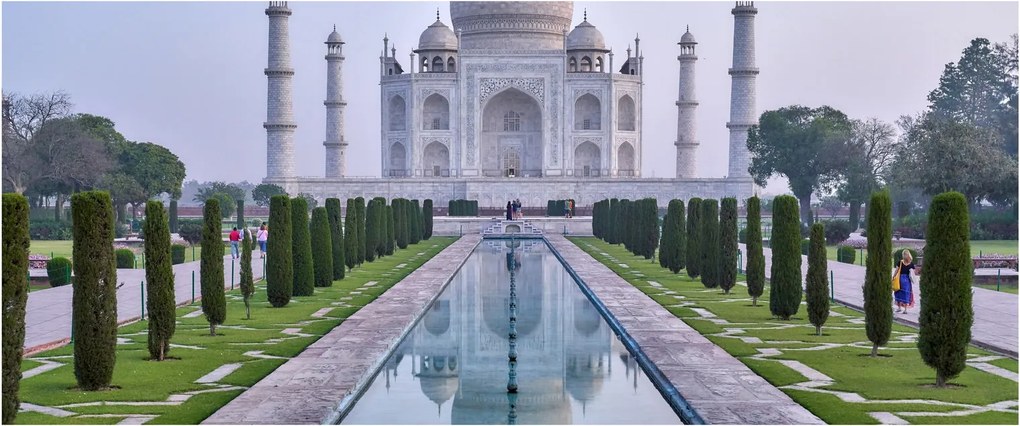 Obraz - Taj Mahal za východu slnka (120x50 cm)