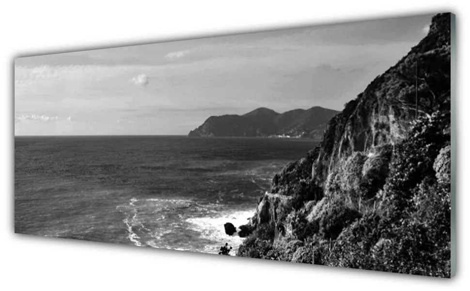 Obraz na akrylátovom skle More hory príroda 125x50 cm