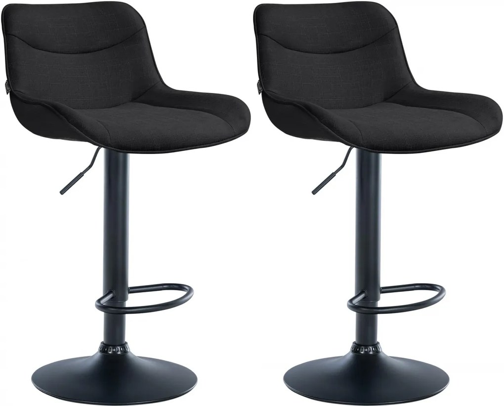 2x Barová stolička Vonore - látka, čierny rám - Čierna