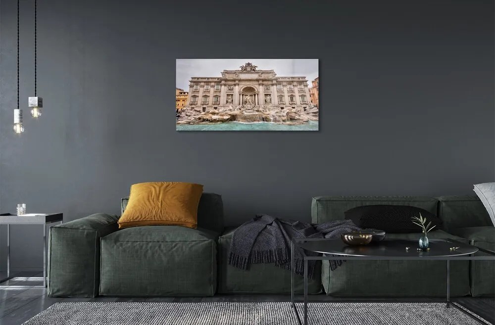 Sklenený obraz Rím Fontána bazilika 100x50 cm