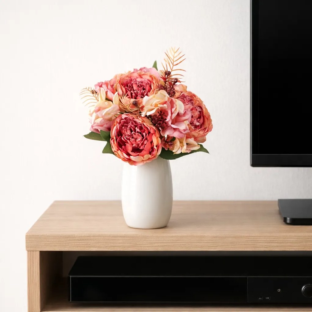 Pivonky v pugete, staroružová, 20 x 26 cm