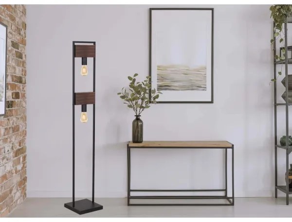 Klausen 107002 - Stojacia lampa HARD 2xE27/11W/230V drevo/čierna