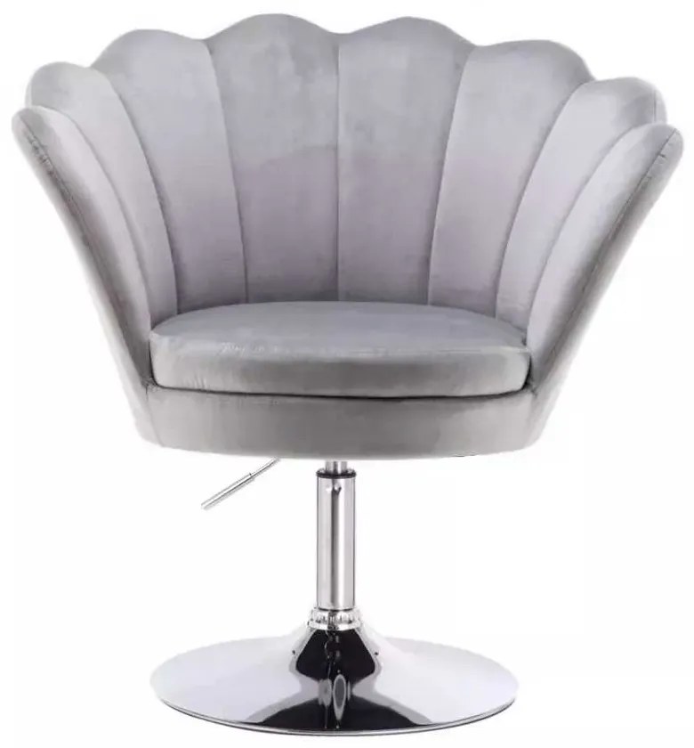 LuxuryForm DESIGN Kreslo FREY VELUR na striebornom tanieri - svetlo šedé