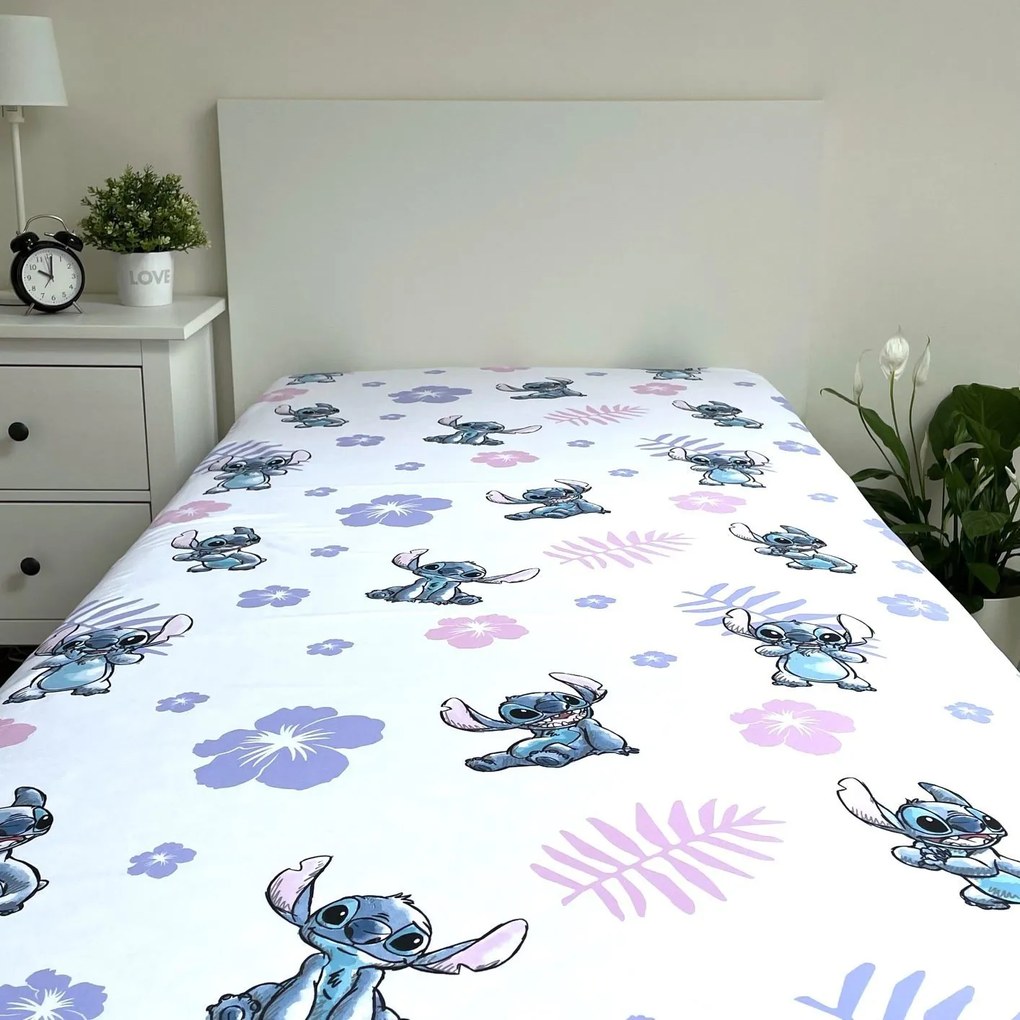 Jerry Fabrics Bavlnené napínacie prestieradlo 90x200 + 25 cm - Lilo and Stitch