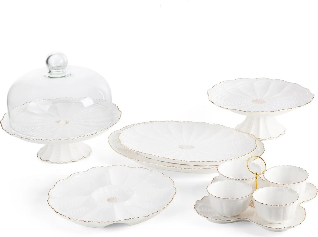 DEKORAČNÝ KERAMICKÝ TANIER GAIA 36X25X2 CM KRÉMOVÁ