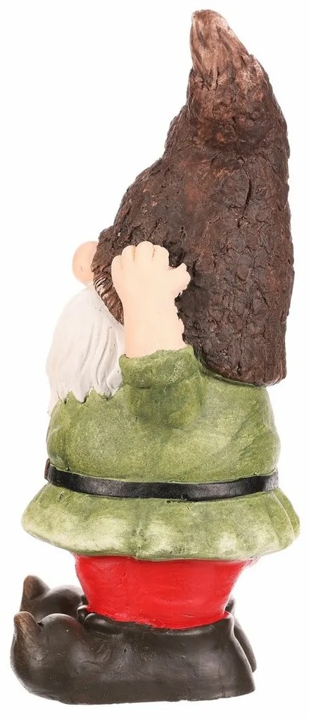 Záhradná dekorácia Trpaslík zelený kabát, 19 x 18 x 42 cm