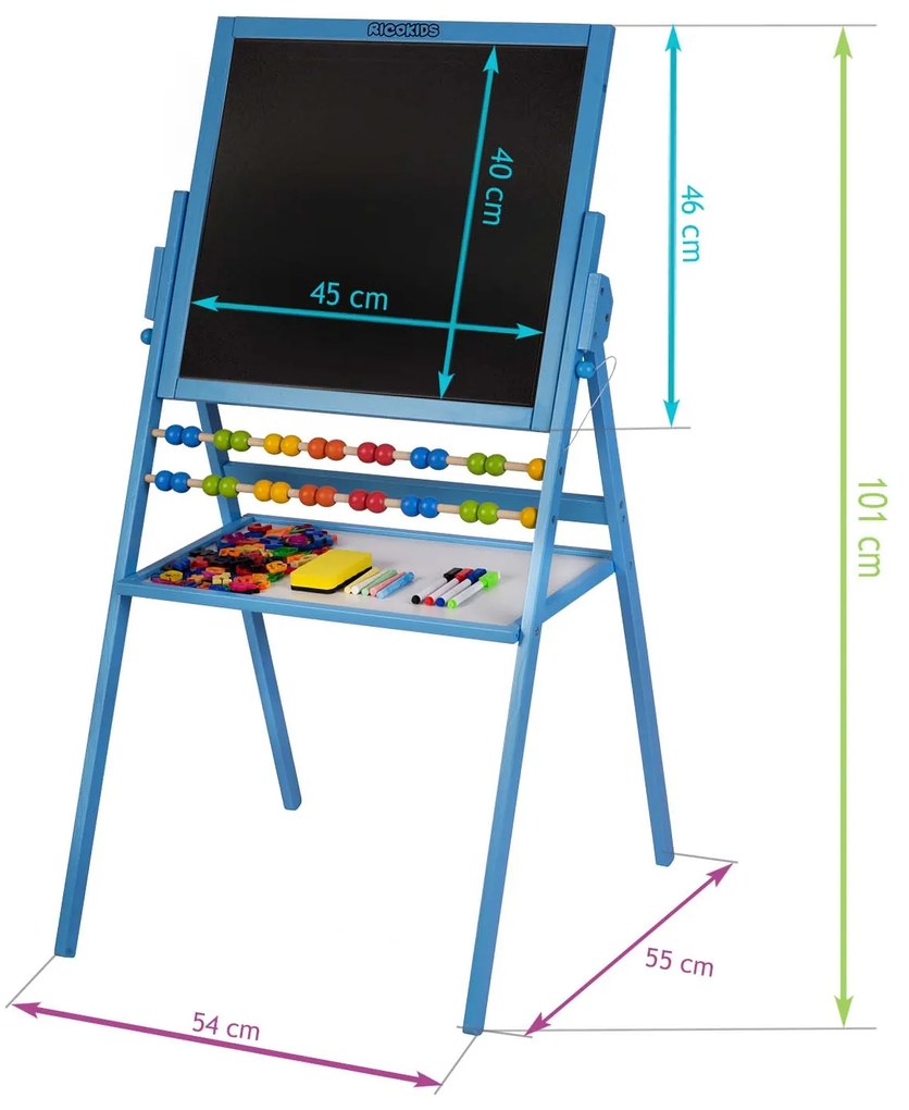 Magnetická otočná tabuľa Ricokids - modrá