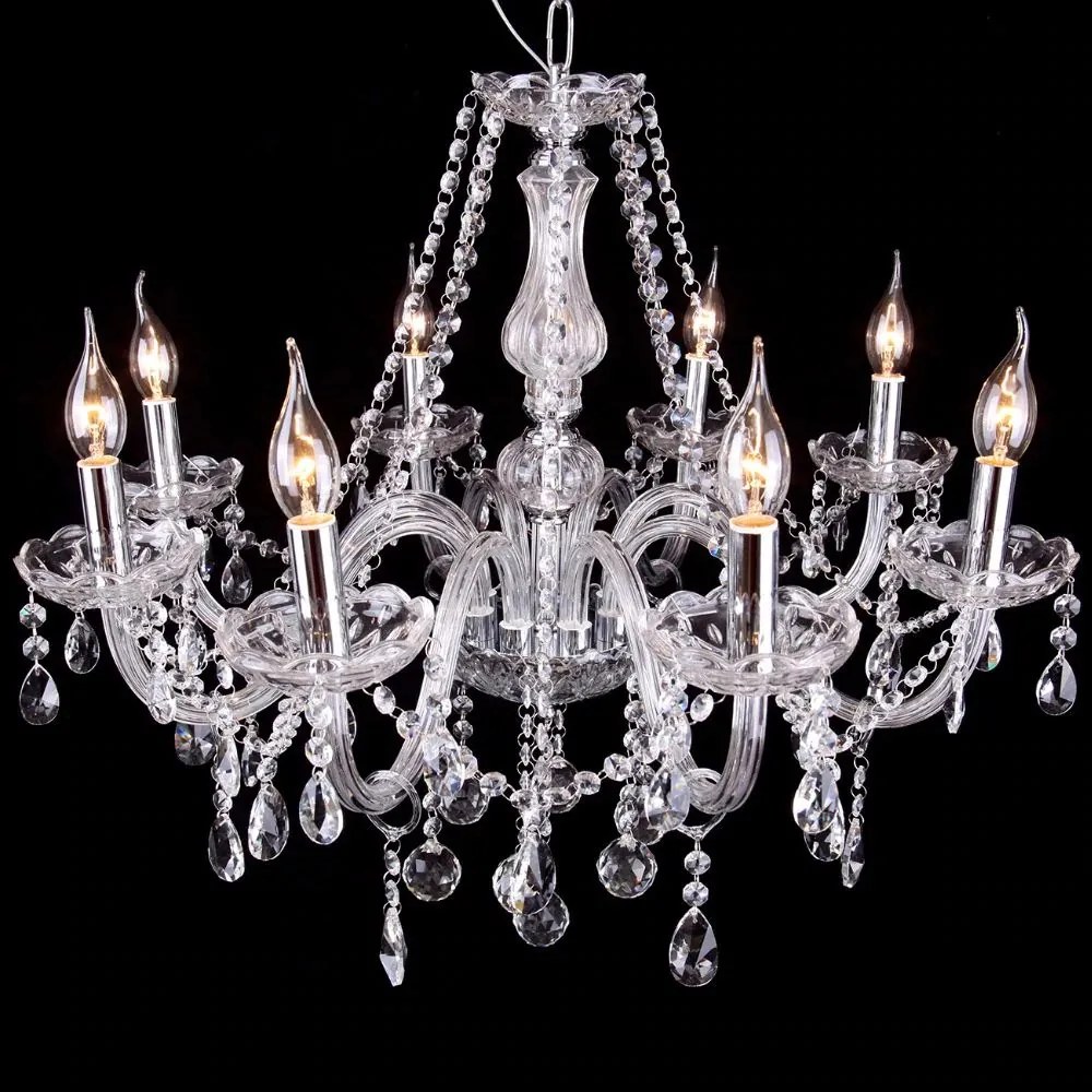 Toolight - Krištáľový závesný luster 8xE14 60W, strieborná, OSW-04600