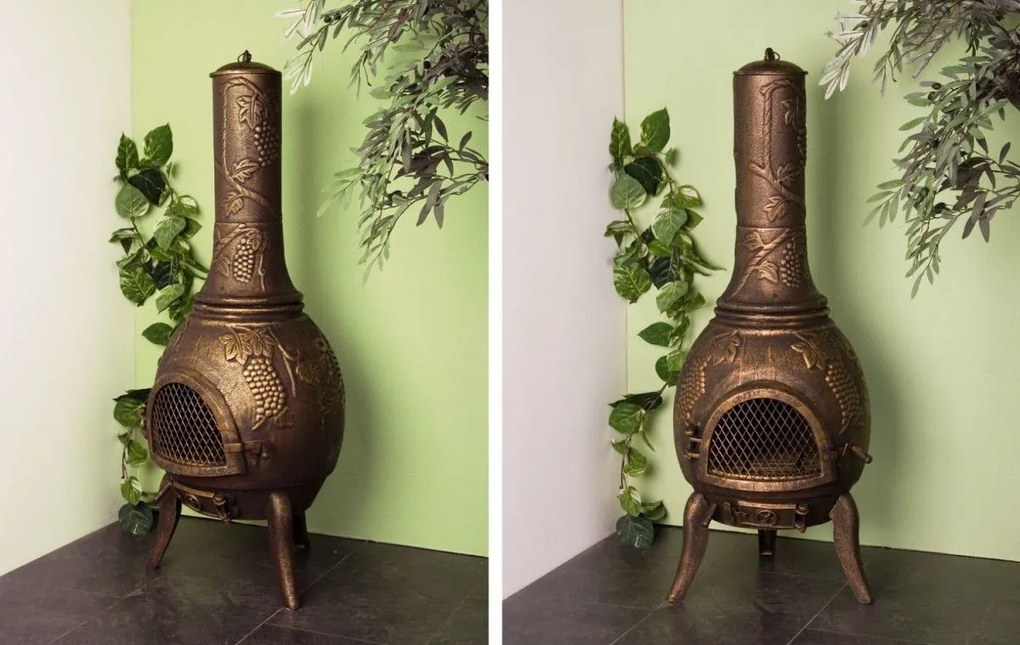 TERA Vonkajší záhradný kozub zliatina 120 cm - bronz