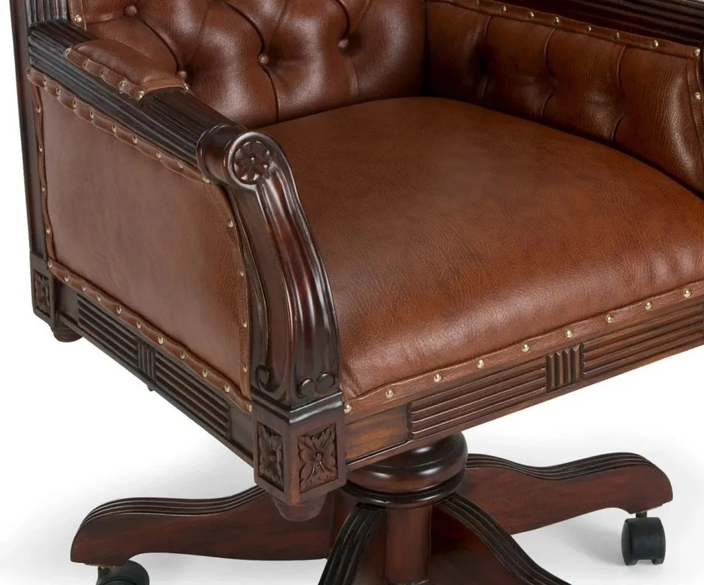 furniture-nabytek.cz - Kancelářské křeslo Cambridge z masivního mahagonu, lakované, hnědé – pravá kůže