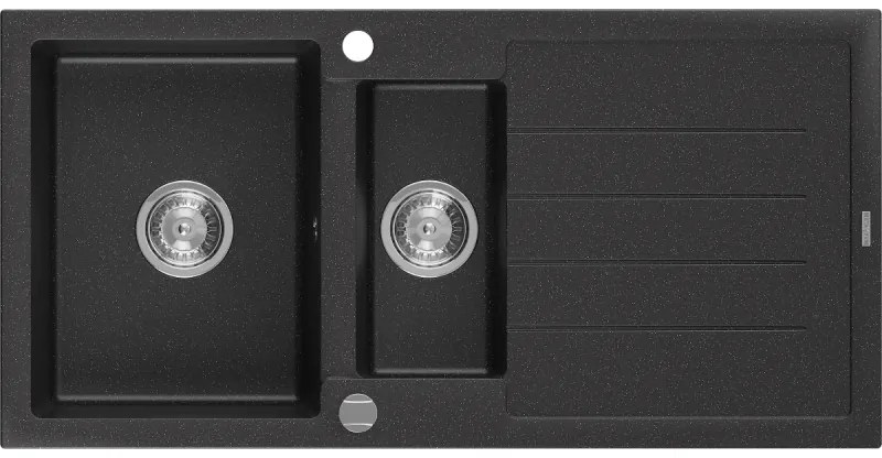 Mexen Andres - granitový drez 100,0x50,0cm, 1,5-komorový, čierna-strieborná, 6515101510-73
