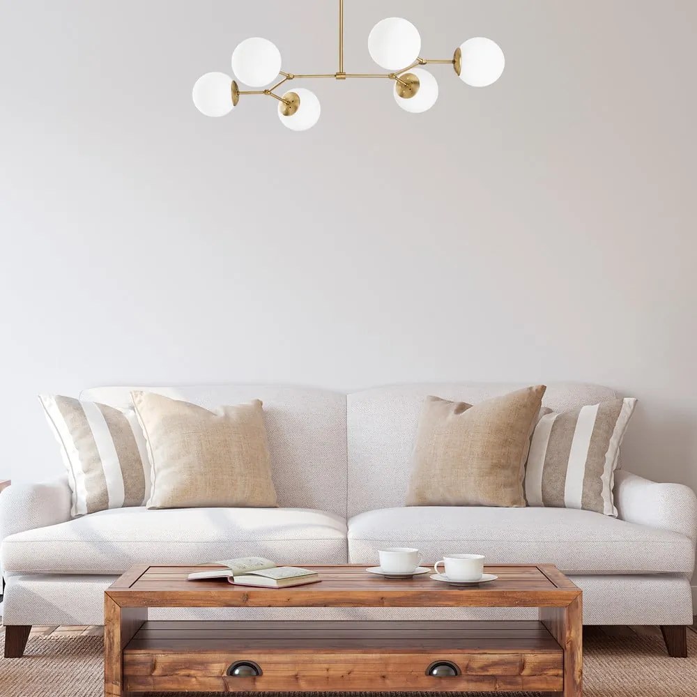 Mosadzné závesné svietidlo so skleneným tienidlom Damar – Opviq lights