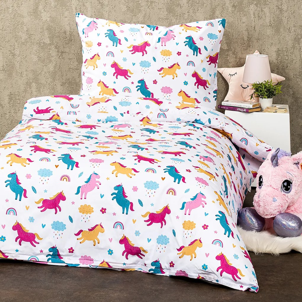 4Home Detské bavlnené obliečky Unicorn, 140 x 200 cm, 70 x 90 cm