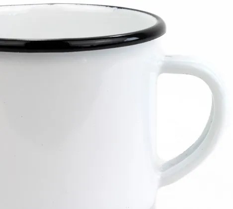 BELIS biely smaltovaný hrnček, 8 cm