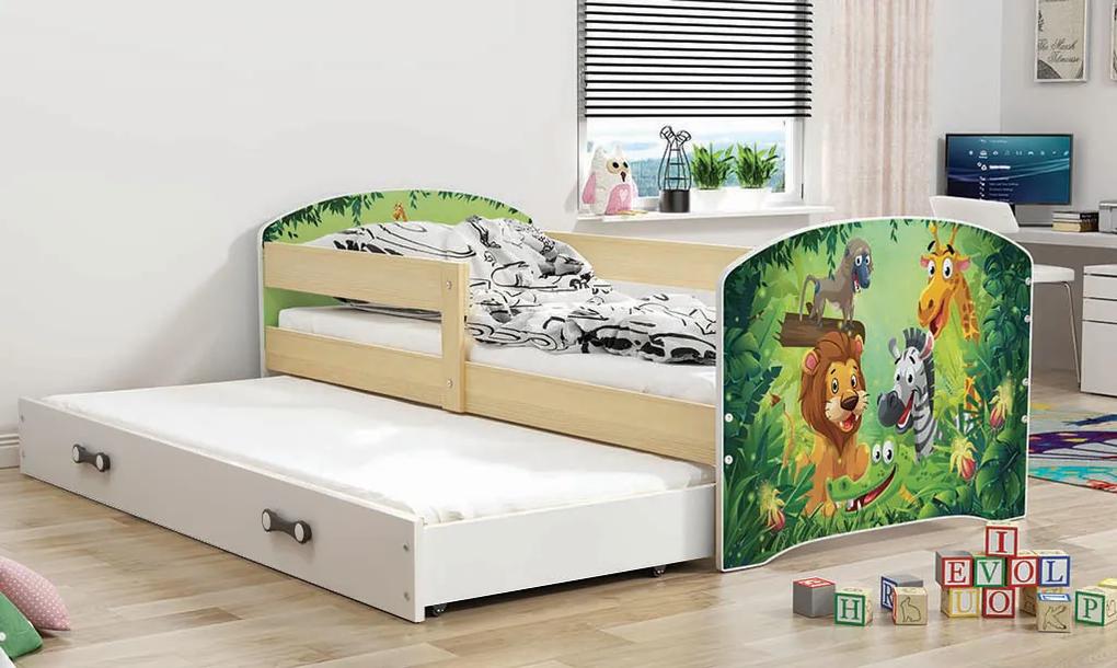 Detská obrázková posteľ s prístelkou LUKI 2 | borovica Obrázok: ZOO