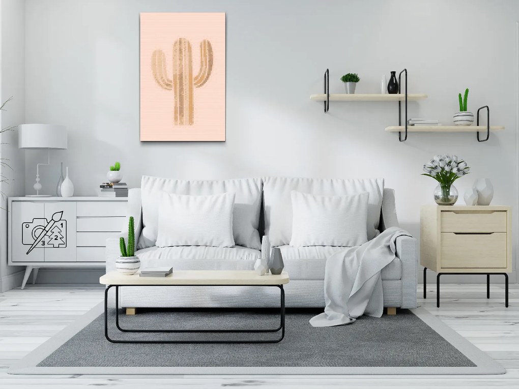 Gario Diamantové maľovanie Boho kaktus Rozmery: 40 x 60 cm, Rámovanie: Iba zrolované plátno, Diamanty: Štvorcové