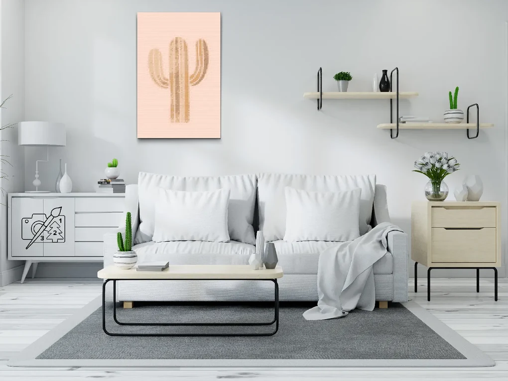 Gario Diamantové maľovanie Boho kaktus Rozmery: 60 x 80 cm, Rámovanie: S vnútorným rámom, Diamanty: Štvorcové