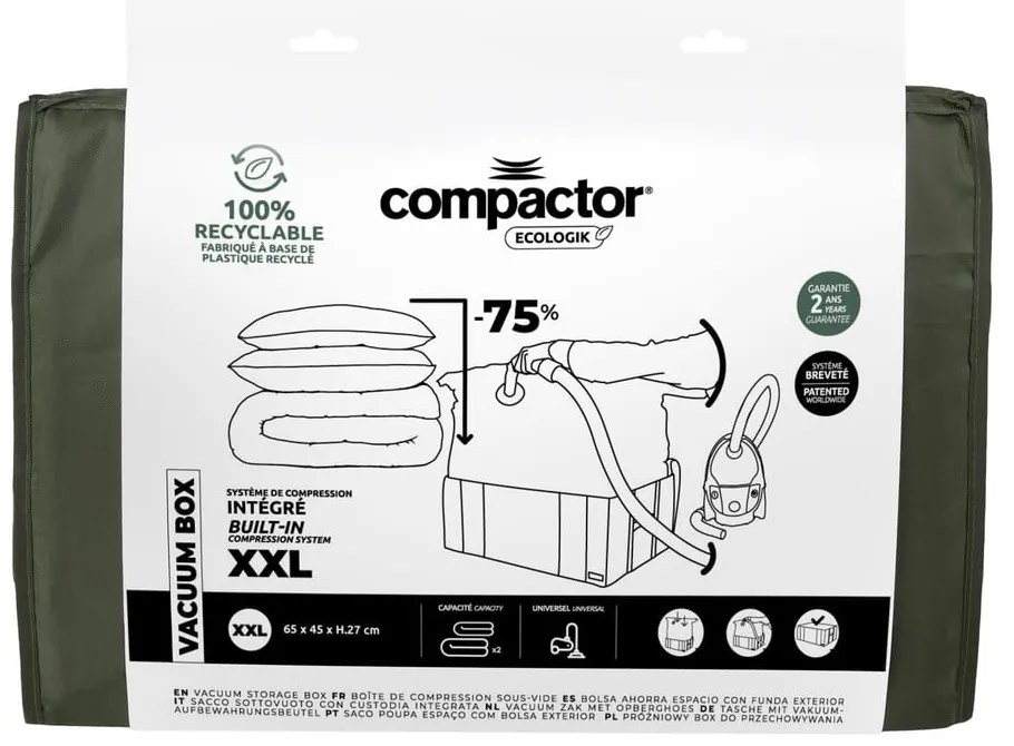 Vákuový látkový úložný box na oblečenie 65x45x27 cm Ecologik – Compactor