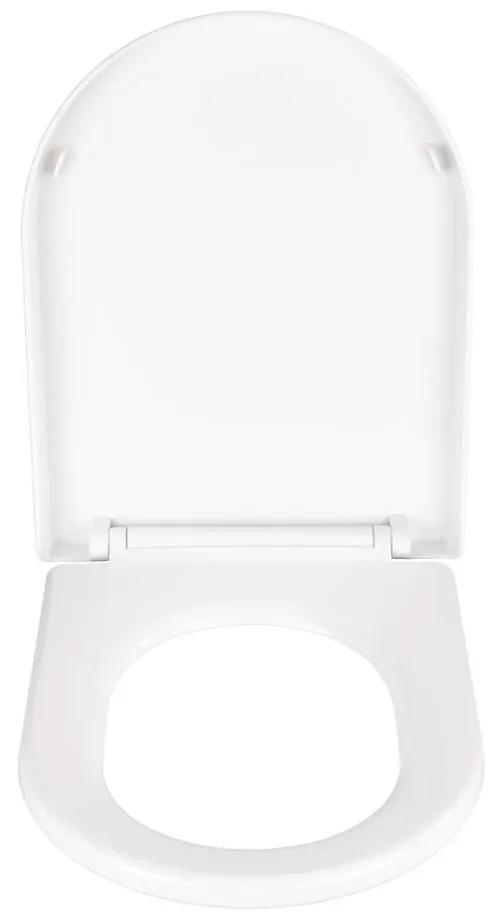Biele WC sedadlo s jednoduchým zatváraním Wenko Calla, 47 × 35,5 cm