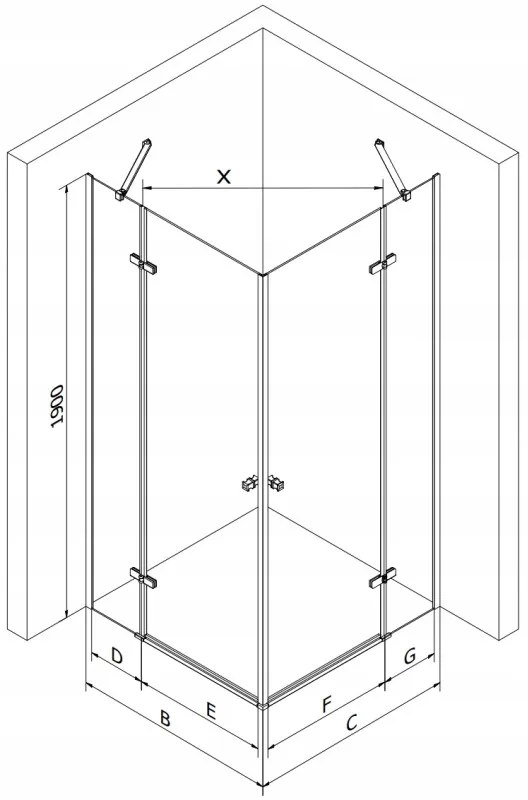 Mexen Roma, Duo Door, sprchovací kút 90 (dvere) x 90 (dvere), 6mm číre sklo, chrómový profil, 854-090-090-02-00