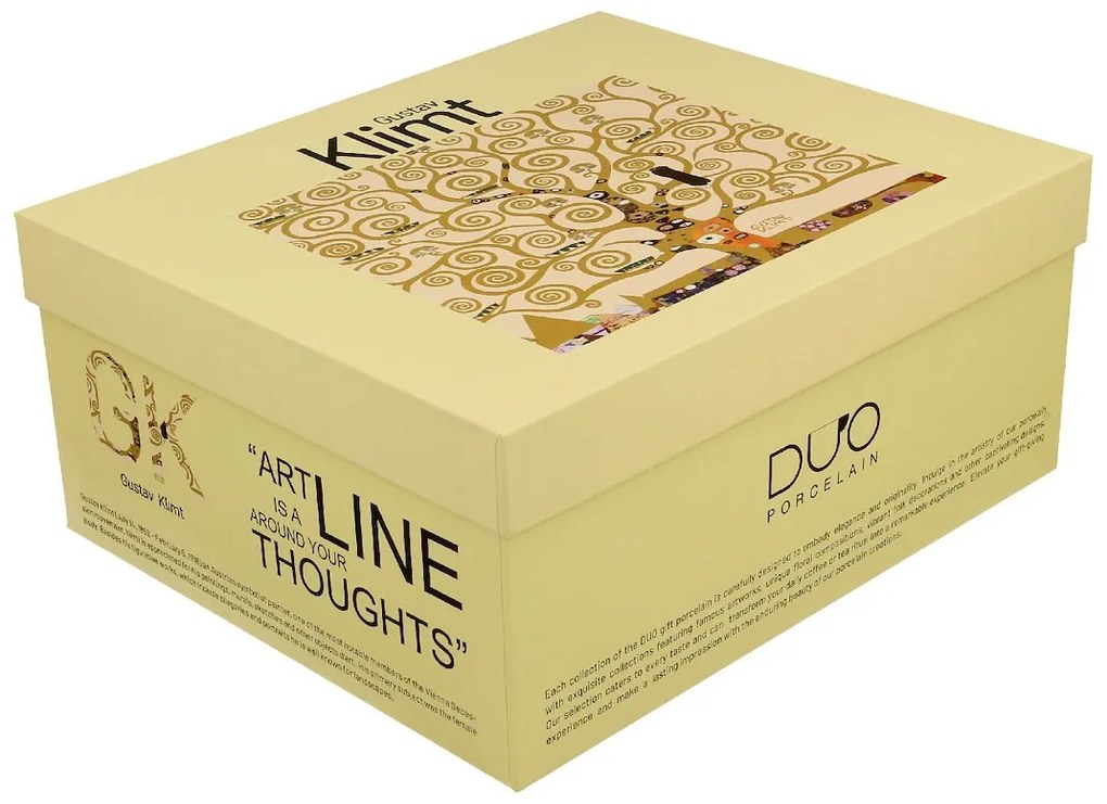 Porcelánová šálka s podšálkou Klimt Ecru Tree Of Life 250 ml sada 2ks