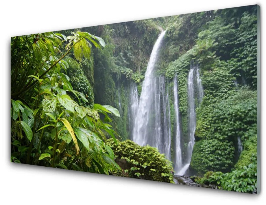 Obraz na skle Vodopád príroda 140x70 cm