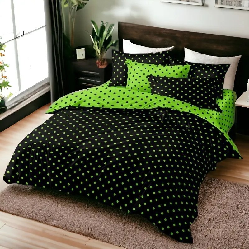 Obliečky DOTS and COLOURS LIME BLACK 7-dielna sada 140x200 cm