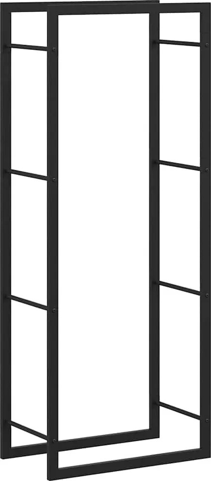 vidaXL Stojan na krbové drevo matný čierny 50x28x132 cm oceľ