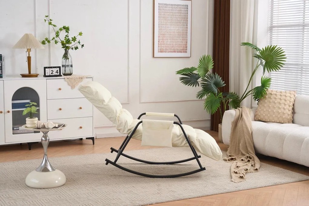 Hojdacie kreslo s 5-stupňovým nastavením, polstrovaná, biela