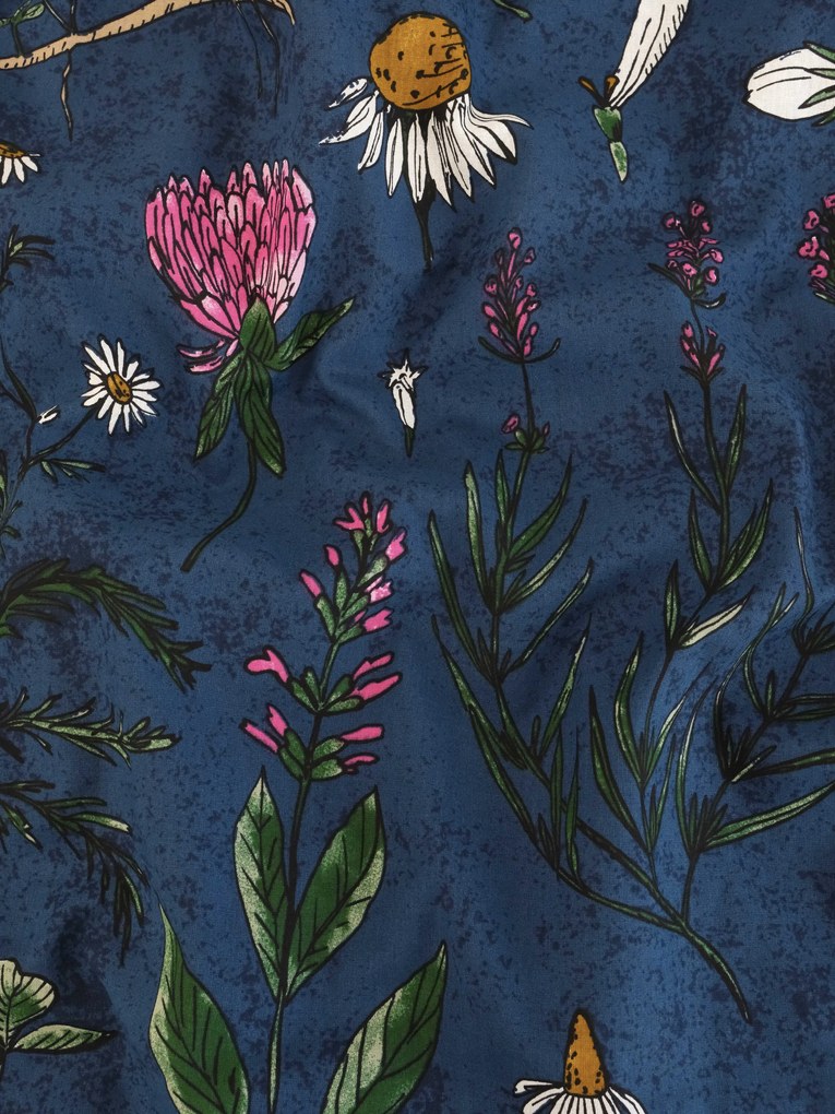 Bavlnené obliečky Renforcé - Herbár tmavo modrý