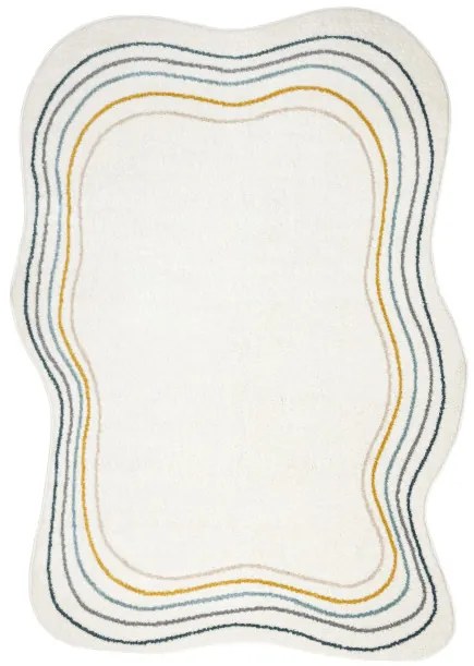 Koberec FUSION Shape 5707 biely / tmavozelený