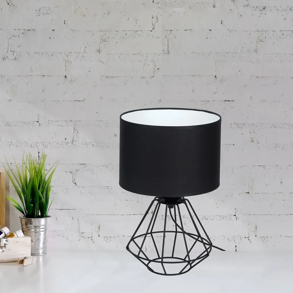 Stolná lampa Colin, 1x čierne textilné tienidlo, b