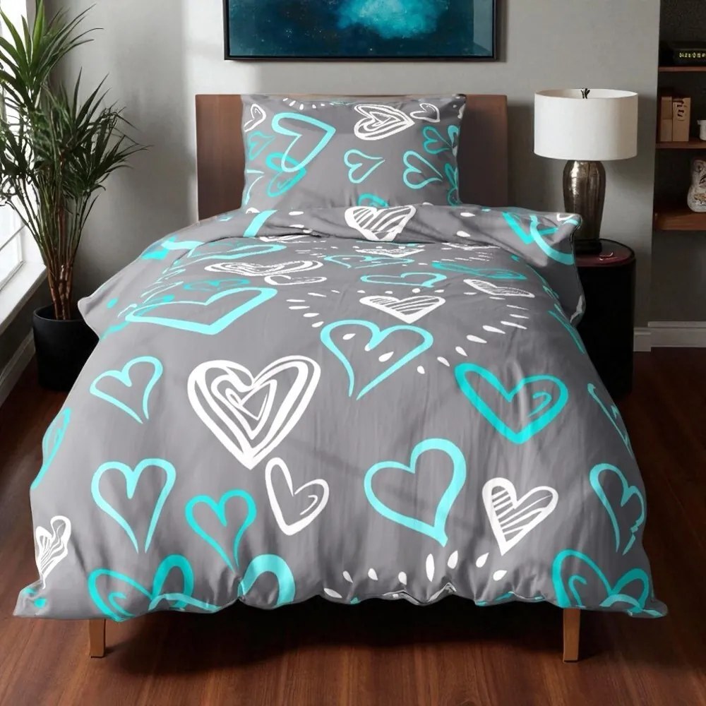 Bavlnené obliečky DONA BLUE LOVE 4-dielna sada 140x200 cm