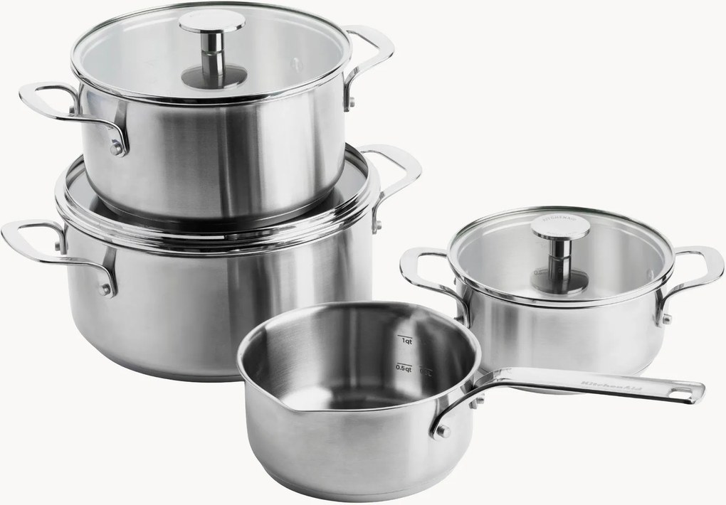 Súprava riadu na varenie z nehrdzavejúcej ocele's pokrievkami Kitchen Aid, 7 ks