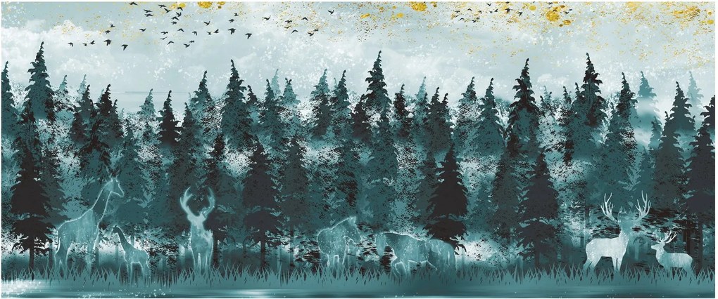 Obraz - Zvieratá v lese (120x50 cm)