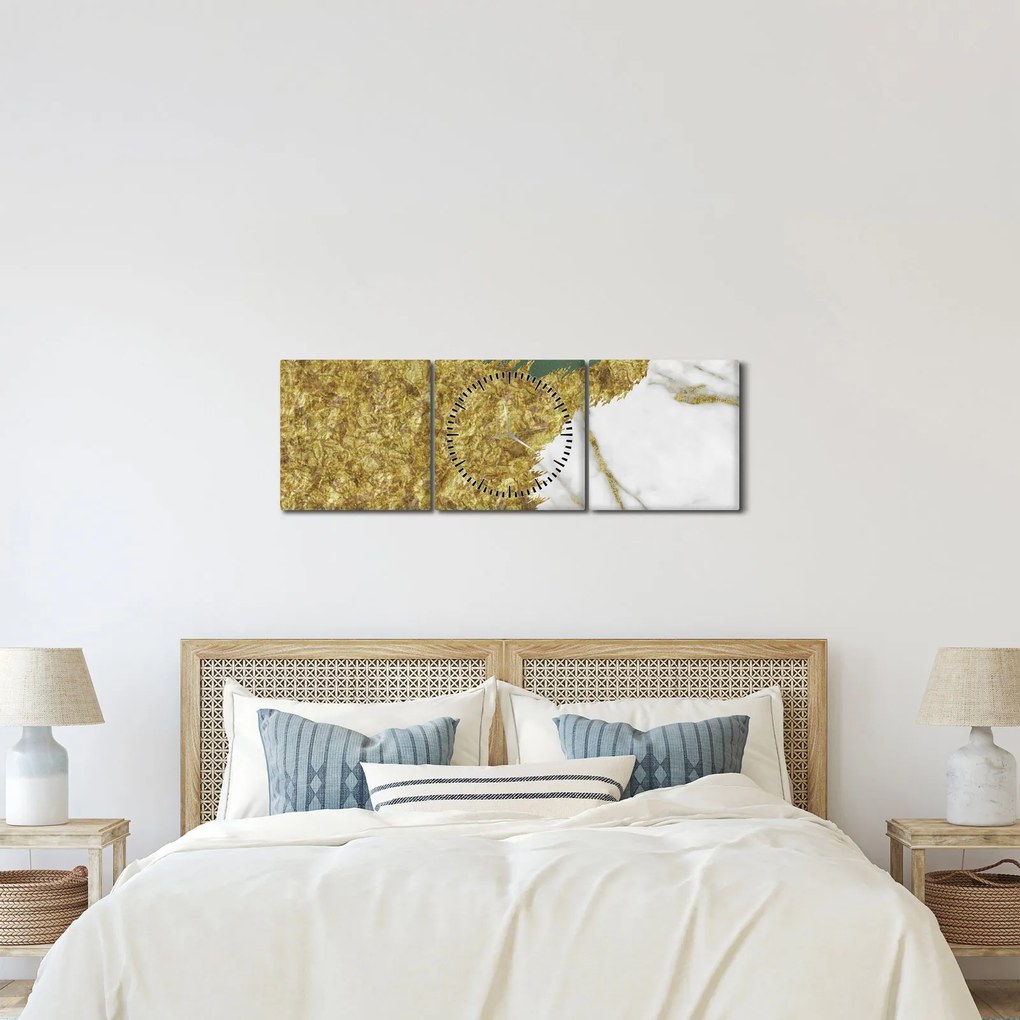 Obraz - Zelený mramor N⁰2 (s hodinami) (90x30 cm)