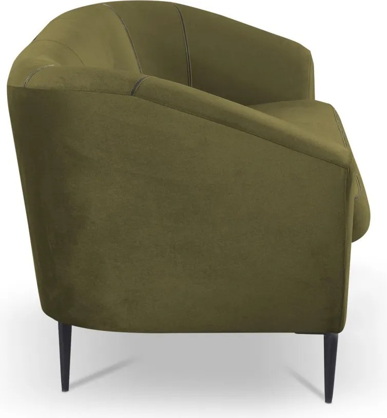 Trojmiestna pohovka Olivio, machovo zelená zamatová tkanina